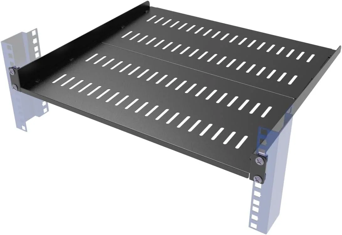 TAURKENAM TAURKENAM 1U Vented Cantilever Shelf 16-20in 19in Rack Black — product photo