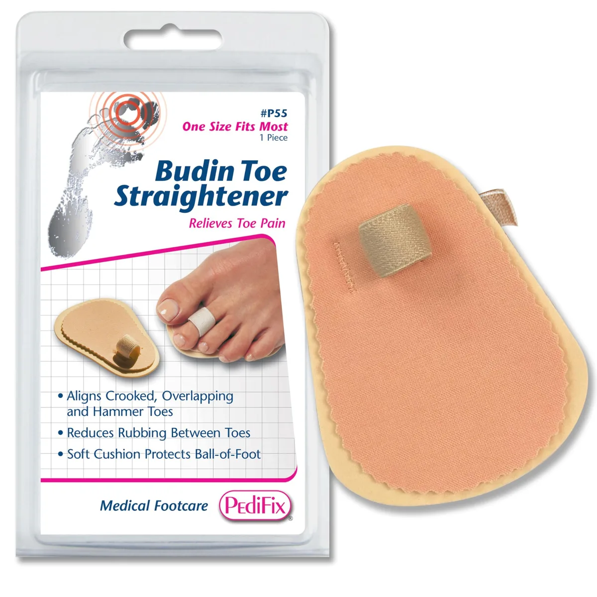 White fabric toe loop with foam metatarsal pad