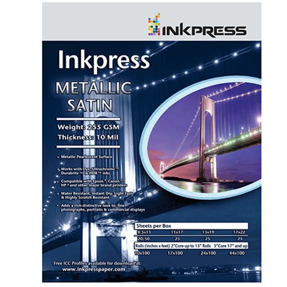 Inkpress Inkpress Metallic Satin Inkjet Paper 255 gsm 10 mil 5x7" 50 Sheets — product photo
