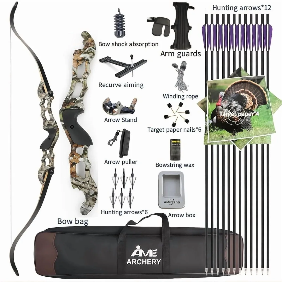wolfman wolfman F185 Takedown Recurve Bow 60" 50 lbs — product photo