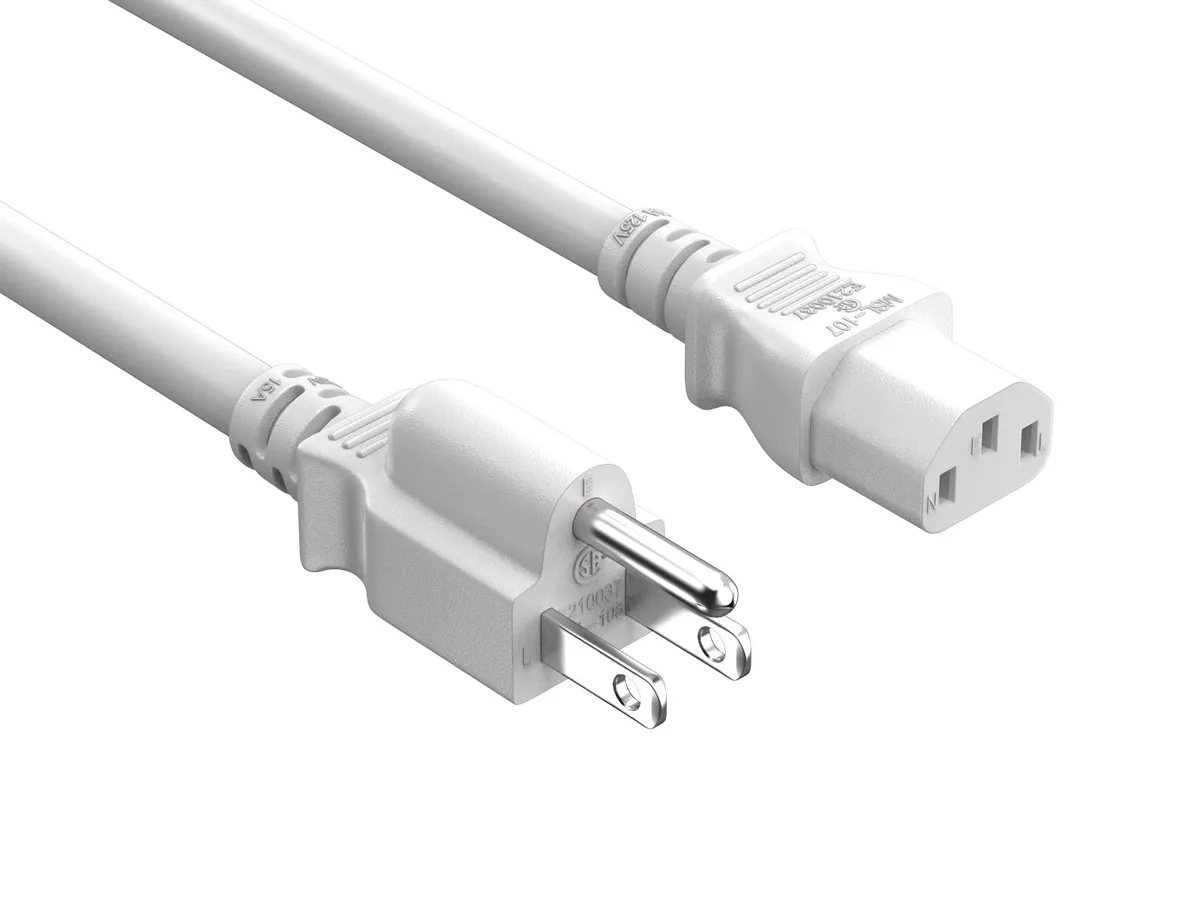 Cable Leader Cable Leader PW116-8204 4ft 14 AWG NEMA 5-15P to C13 Power Cord White — product photo