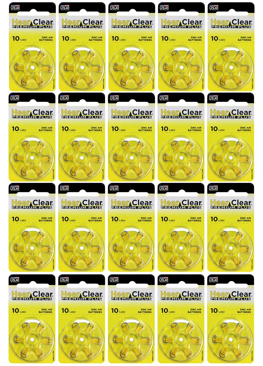 HearClear Battery HearClear Battery Size 10 Zinc Air 1.45V Yellow Tab 120 Pack — product photo