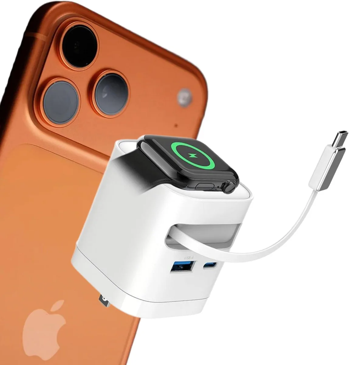 Chopmate Chopmate 65W Retractable USB-C Charger with Watch Pad White — product photo
