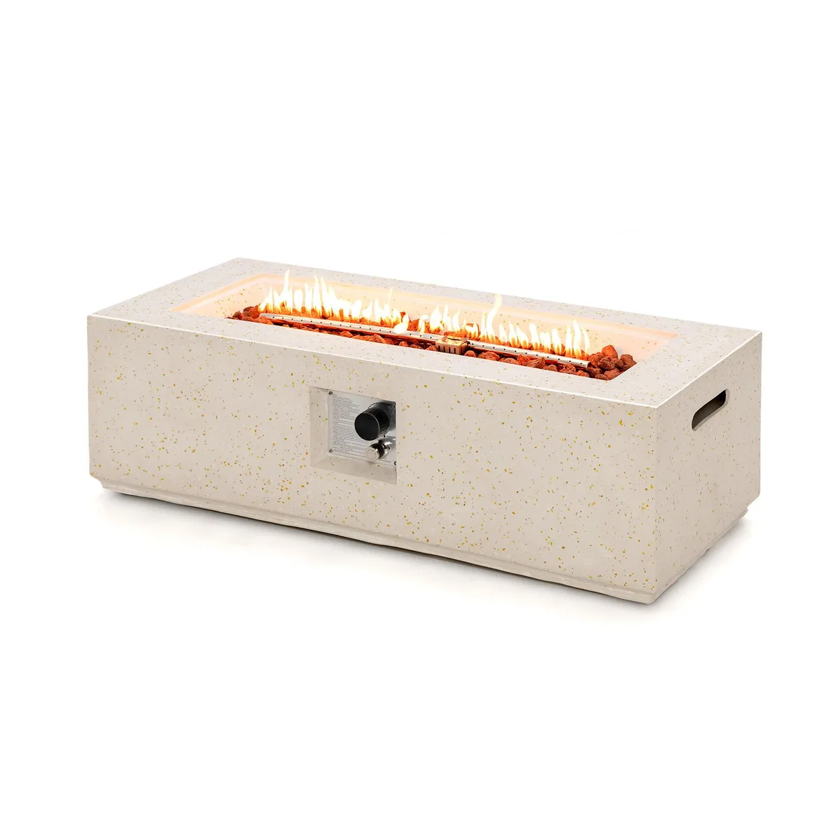 SlickBlue SlickBlue 42 Inch 50000 BTU Rectangle Terrazzo Fire Pit Table White — product photo