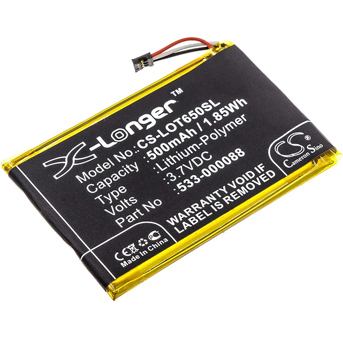 Cameron &amp; Co Cameron &amp; Co DS-CS-LOT650SL Li-Polymer battery 3.7V 500mAh — product photo