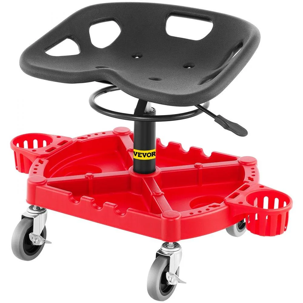 VEVOR VEVOR VVCCPDSJ4L Rolling Garage Stool 300 lbs 18-23 in 4 in casters Red — product photo