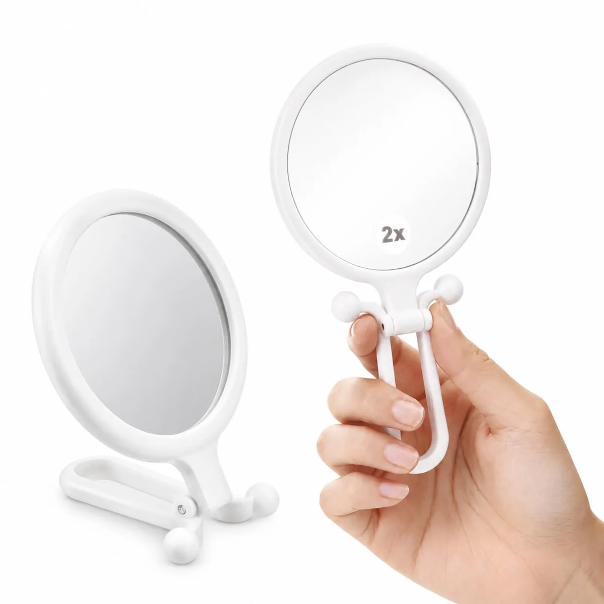Gemoioio 5496AUSC3303 Double-Sided Magnifying Mirror 6.2"L x 3.1"W White — product photo