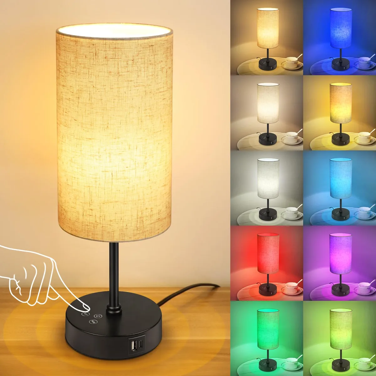 Unicozin Table Lamp Beige Shade 9 W 800 lm 3 CCT RGB Touch — product photo