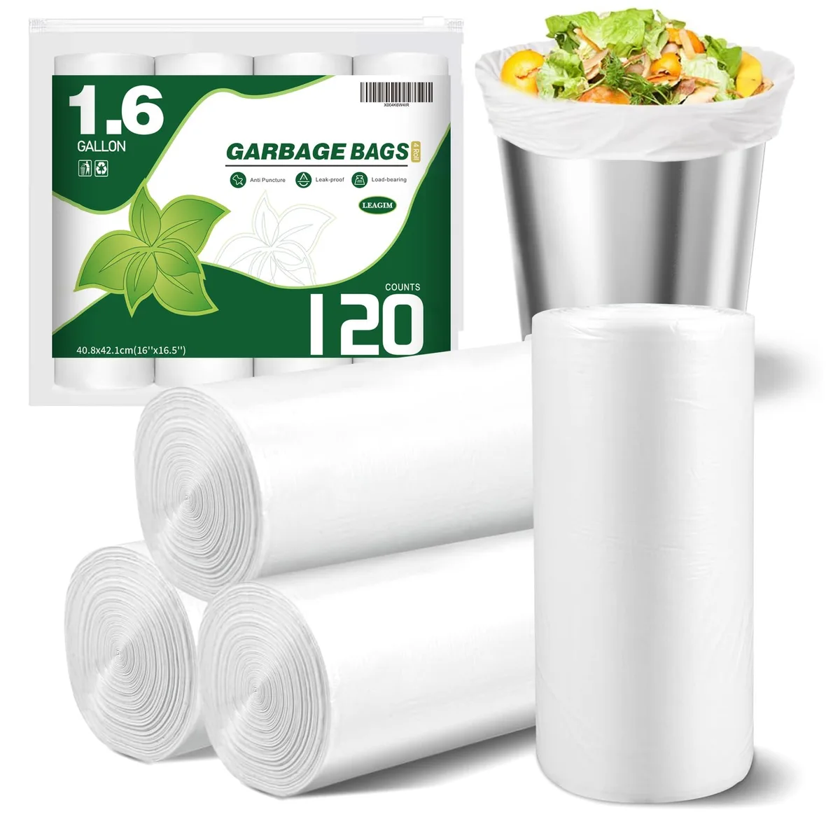  LEAGIM LG-TB016 1.6 Gallon Trash Bags 120 Count — product photo