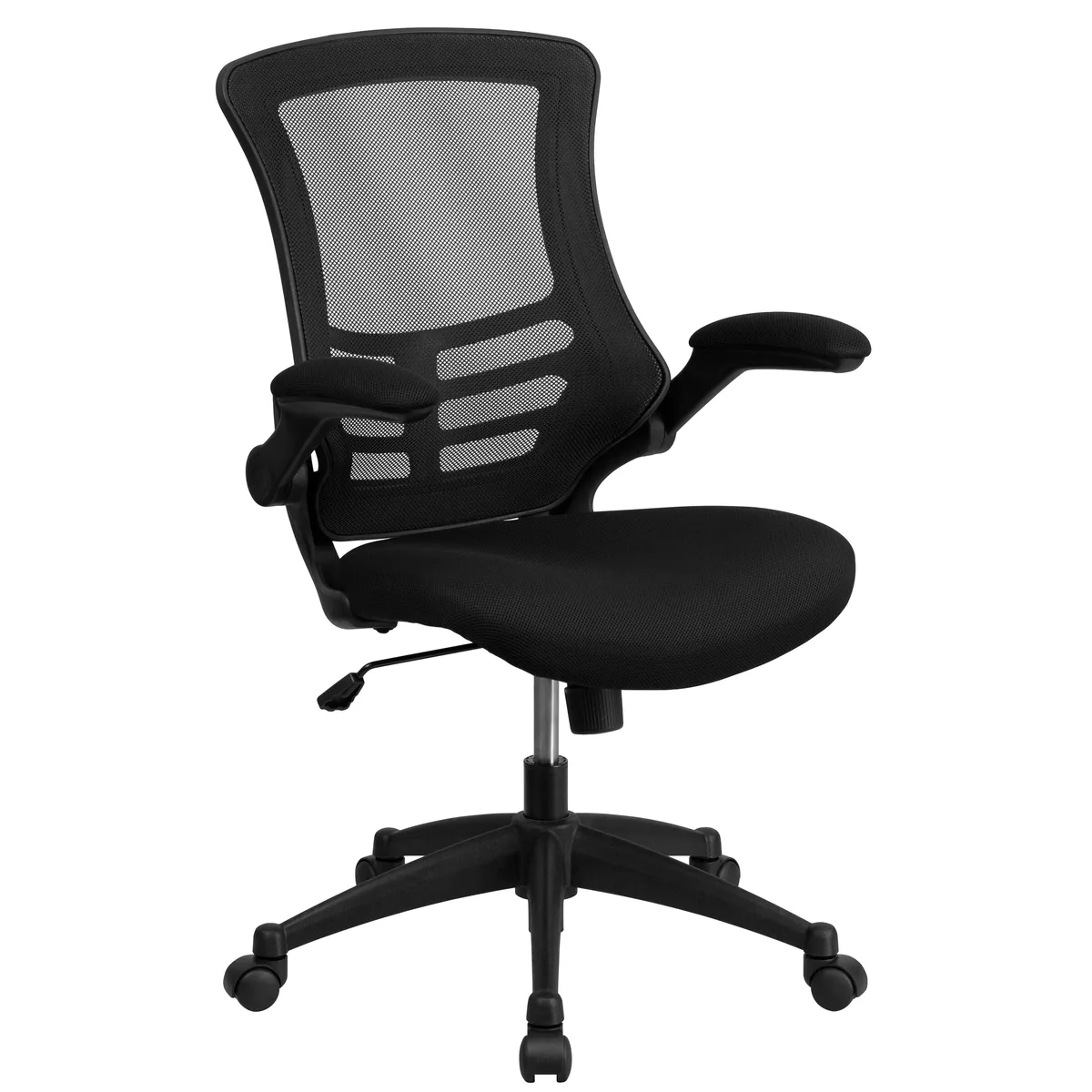 Flash Furniture Flash Furniture BL-X-5M-BK-GG Mid-Back Black Mesh Office Chair with Flip-Up Arms — product photo