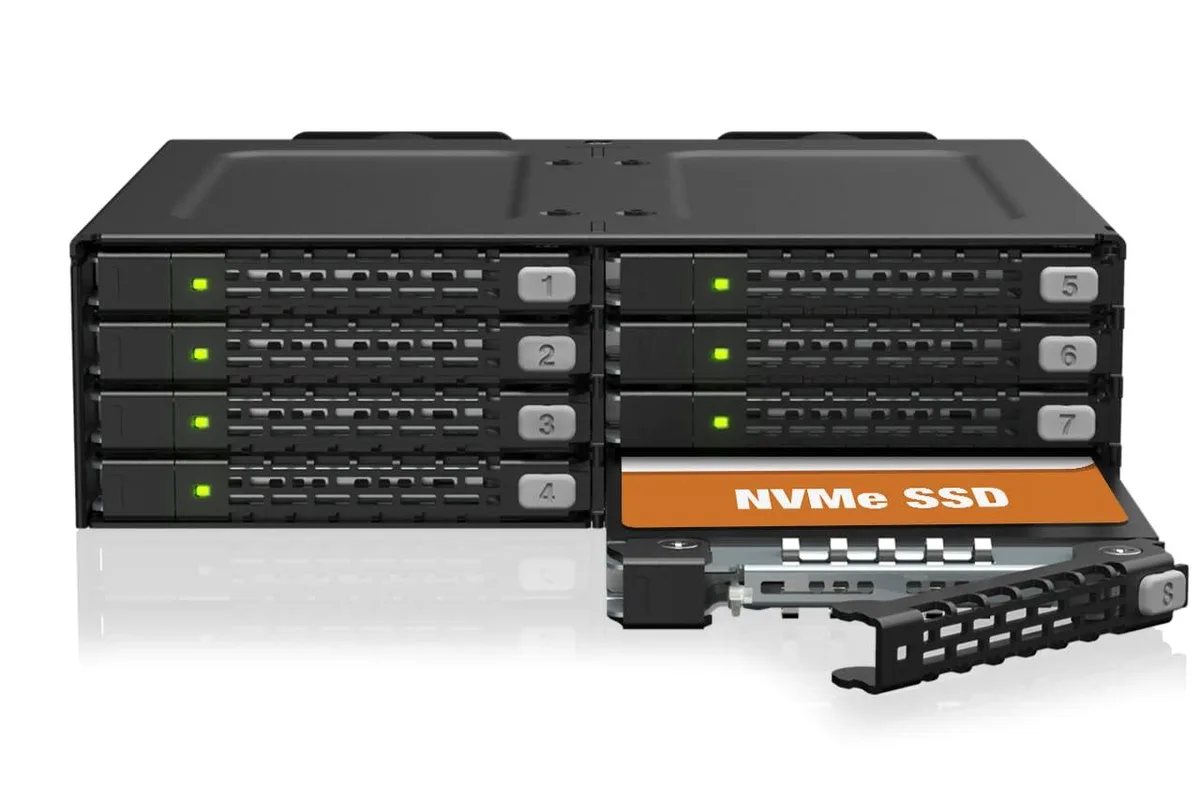 LORDWORLD LORDWORLD MB998V4P-B 8-Bay U.2/U.3 NVMe Adapter 5.25" 4× SlimSAS 8i SFF-8654 — product photo