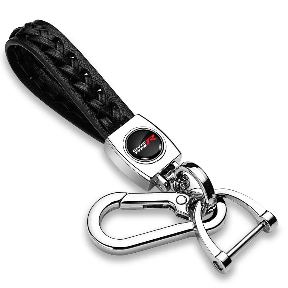 iPick Image, LLC iPick Image, LLC Honda Civic Type-R Black Braided Leather Chrome Hook Key Chain — product photo