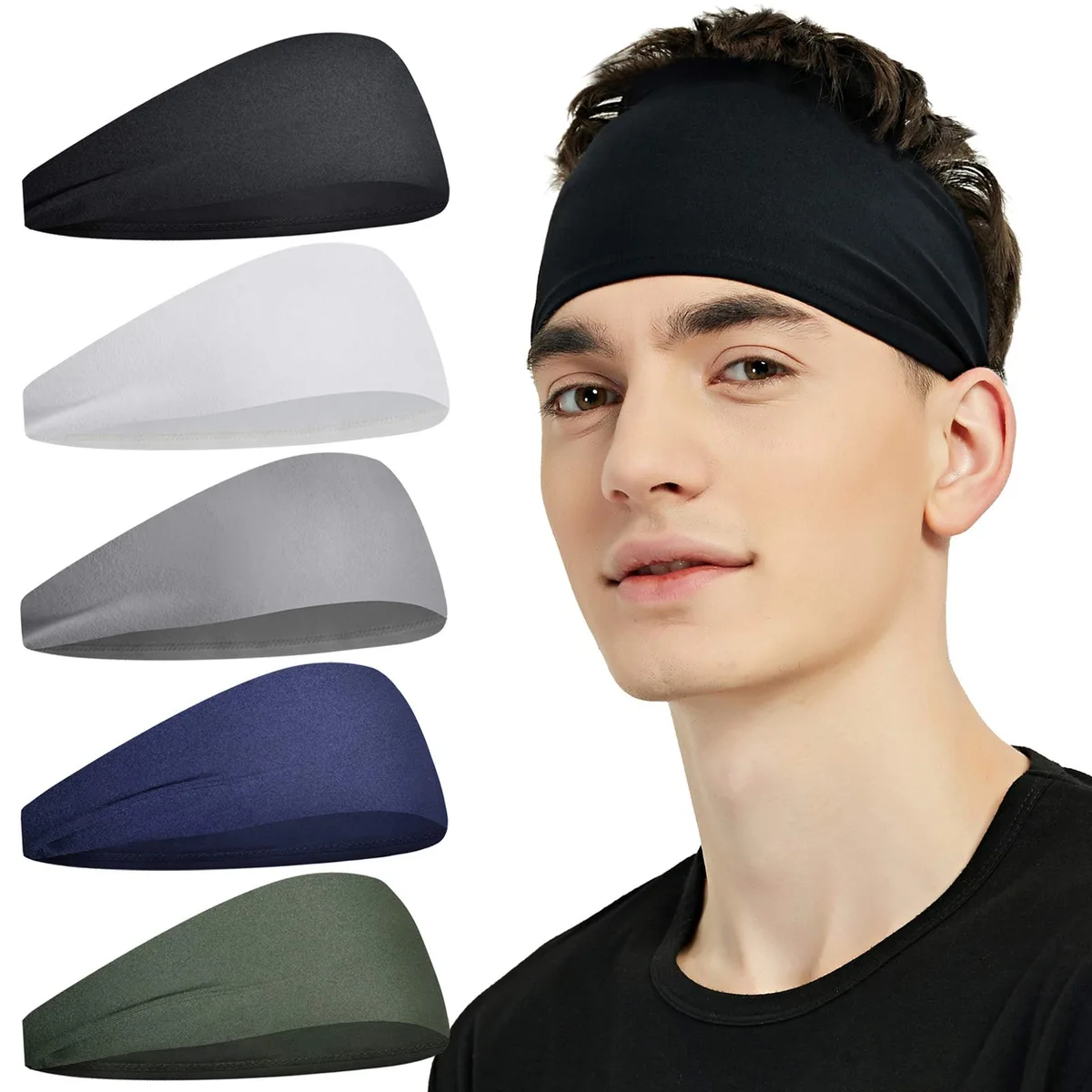  Pilamor Sports Protective Gear Headbands 5 Pack Black 87% Nylon 13% Spandex — product photo