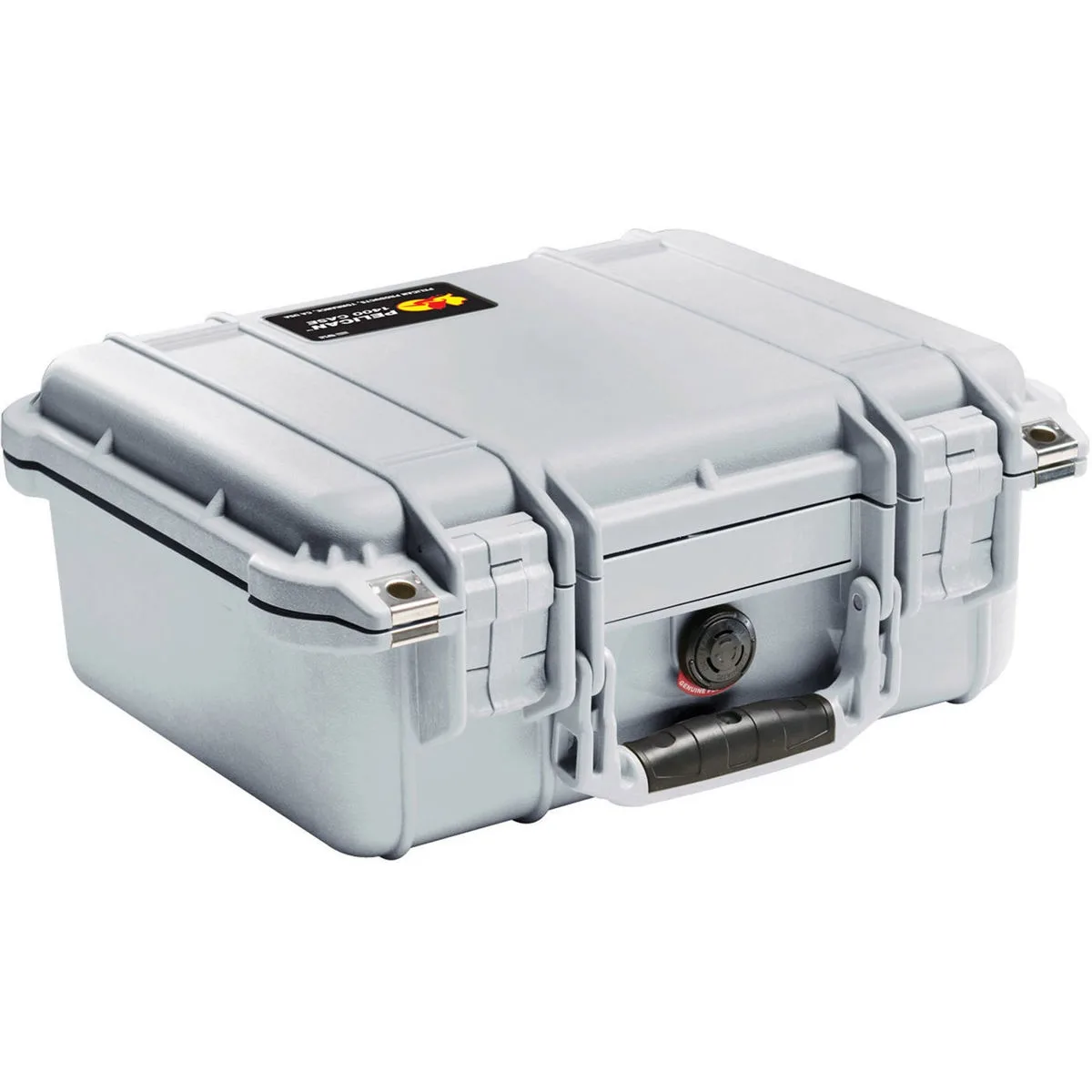 Silver watertight hard case with ABS latches and purge valve
