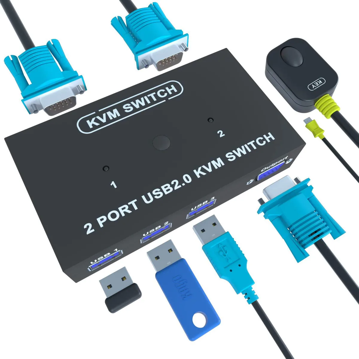 FOCUSTEC FOCUSTEC DiamondTiger 2 Port VGA USB 2.0 KVM Switch 1920x1440 — product photo