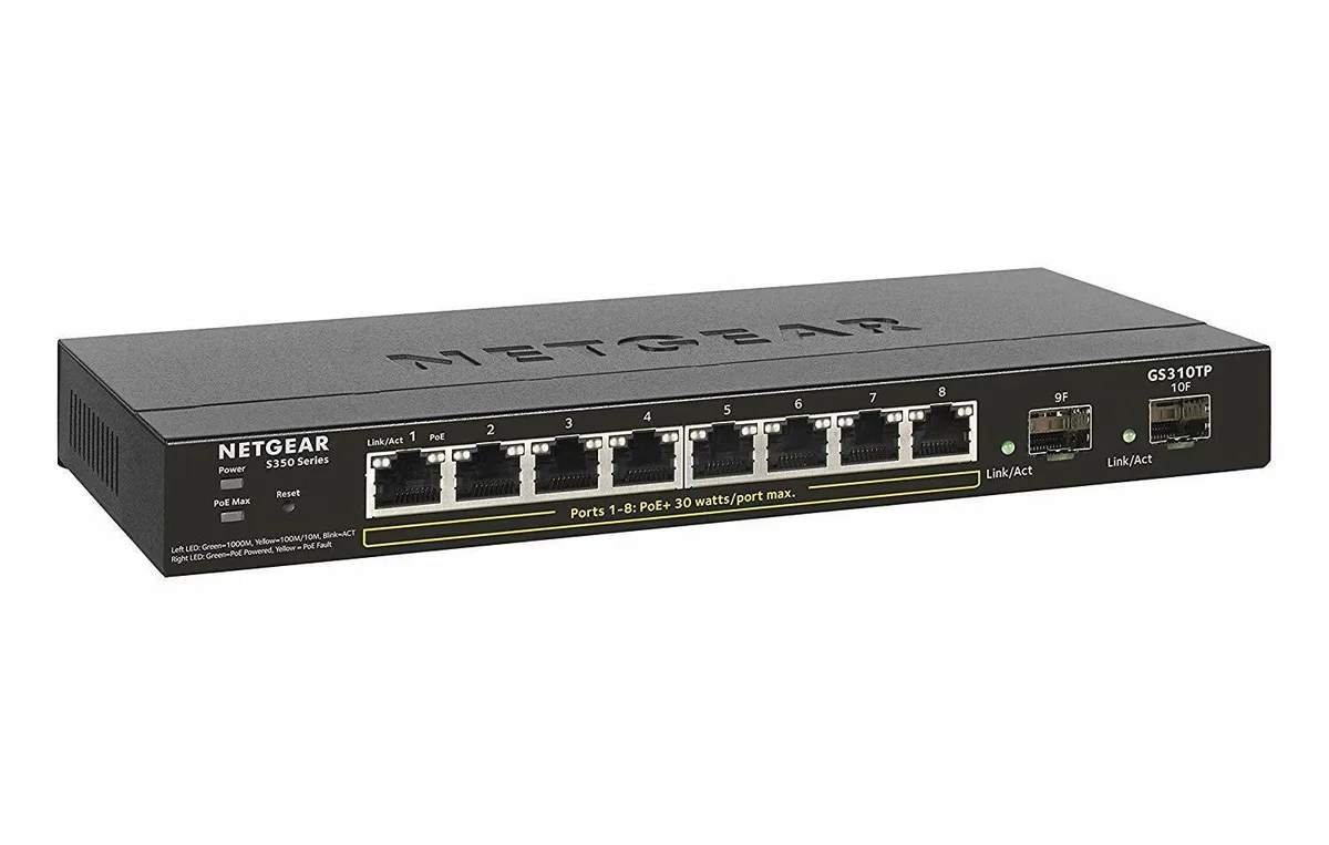 Netgear Inc. Netgear Inc. GS310TP-200NAS 8-port PoE+ network switch 55W 2 SFP — product photo