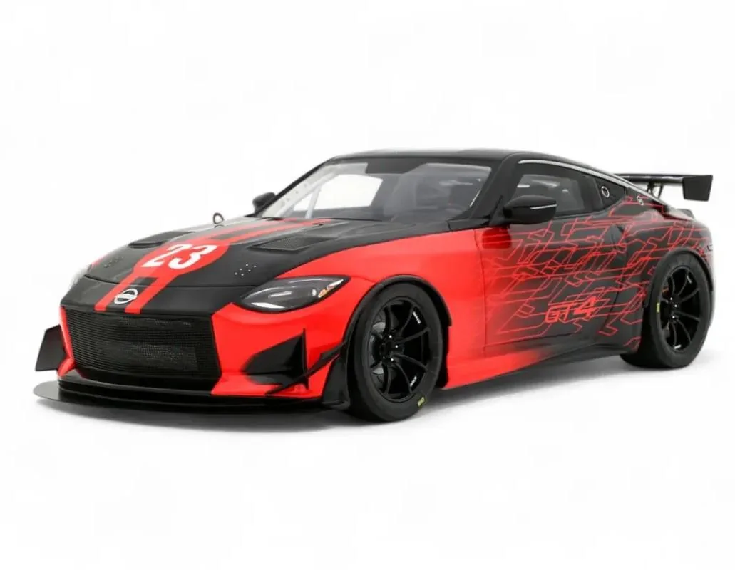 OttOmobile OttOmobile 2022 Nissan Z GT4 #23 Black Red Graphics SEMA 1/18 Hobby Collectible — product photo