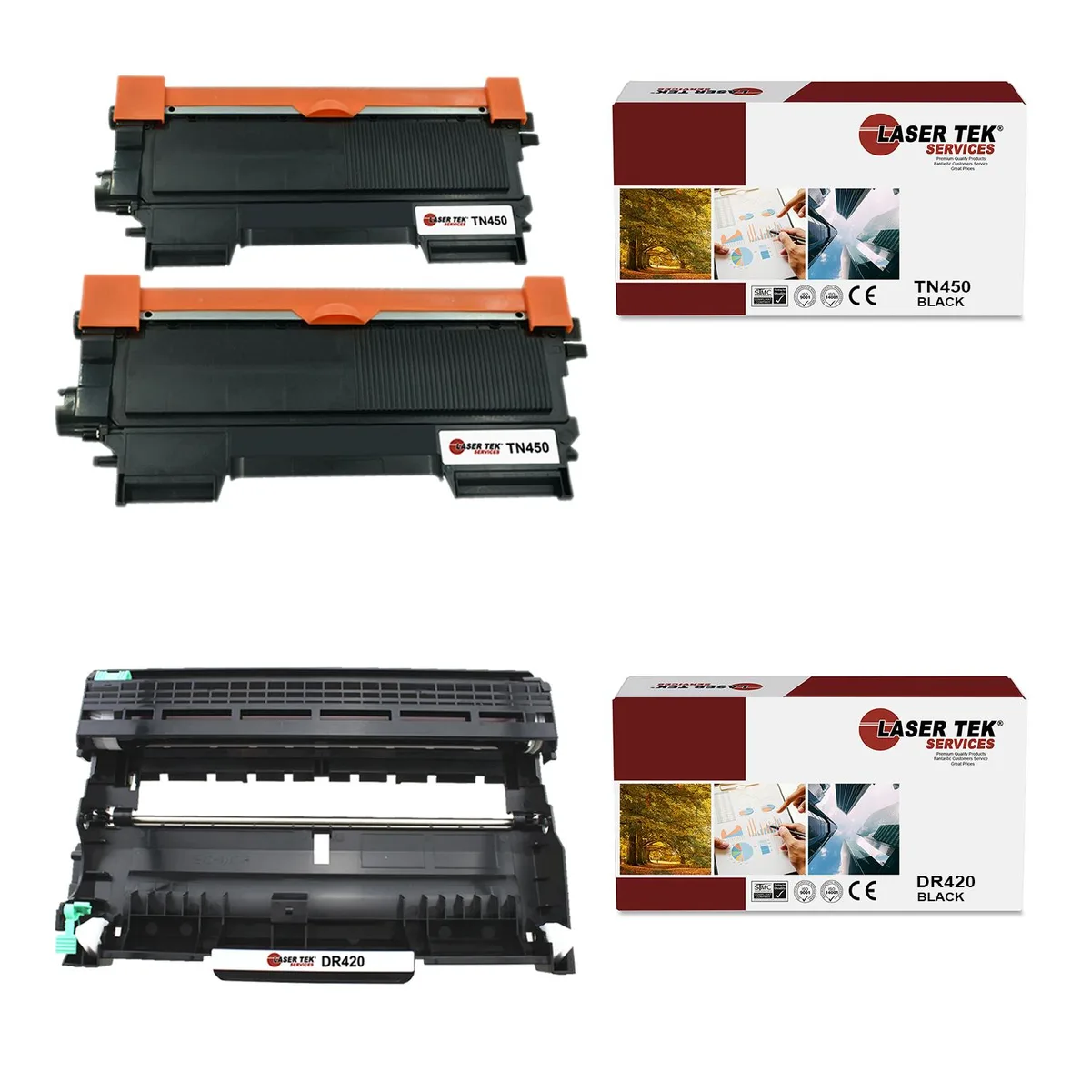 Laser Tek Services Laser Tek Services TN450 &amp; DR420 3PK Toner Cartridge &amp; Drum Unit — product photo