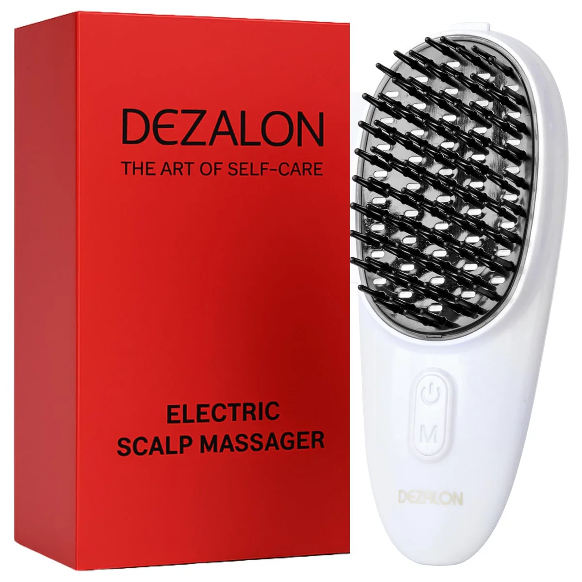 Blue electric scalp massager with flexible bristles and detachable heads