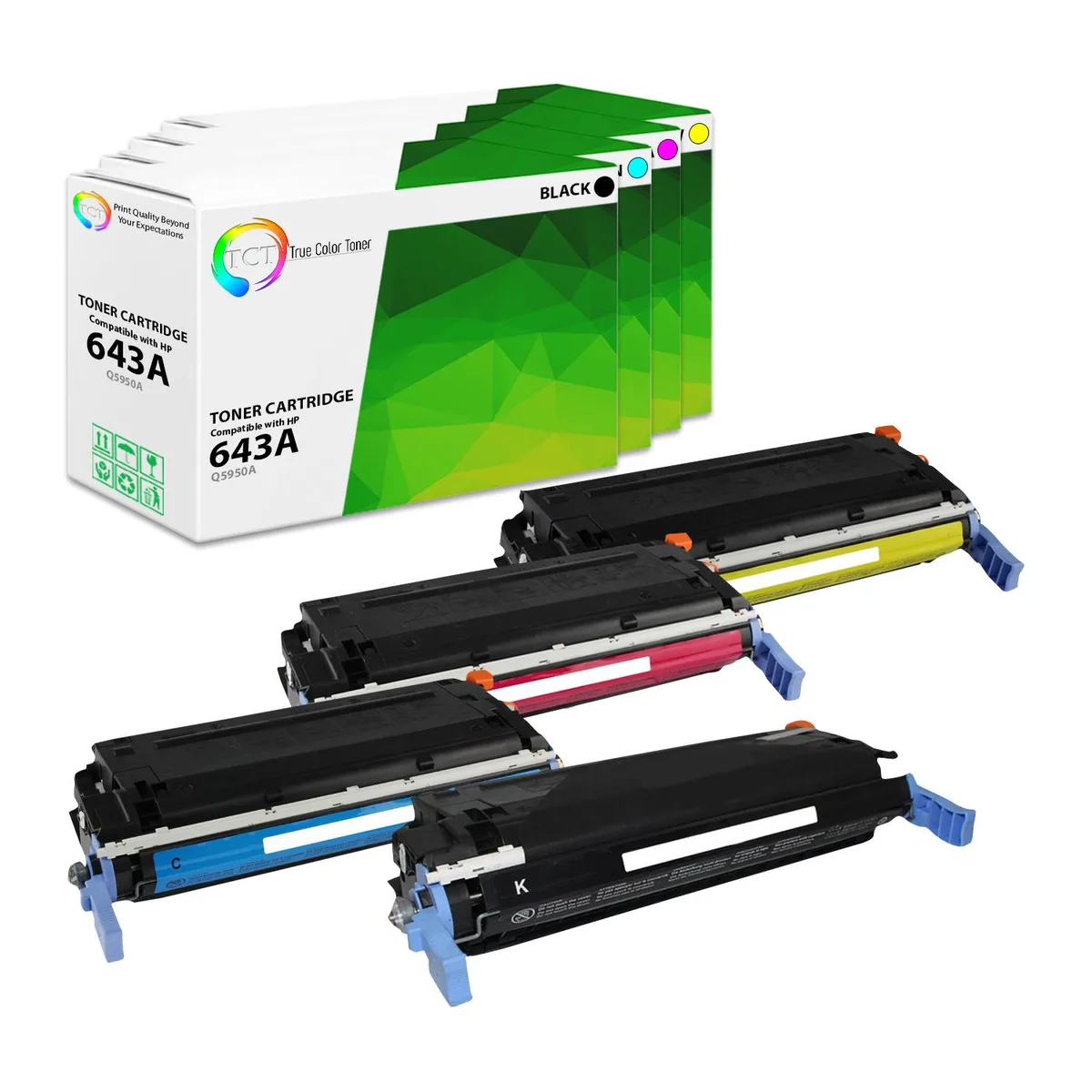 True Color Toner True Color Toner 643A toner cartridge 4 pack Q5950A Q5951A Q5952A Q5953A — product photo