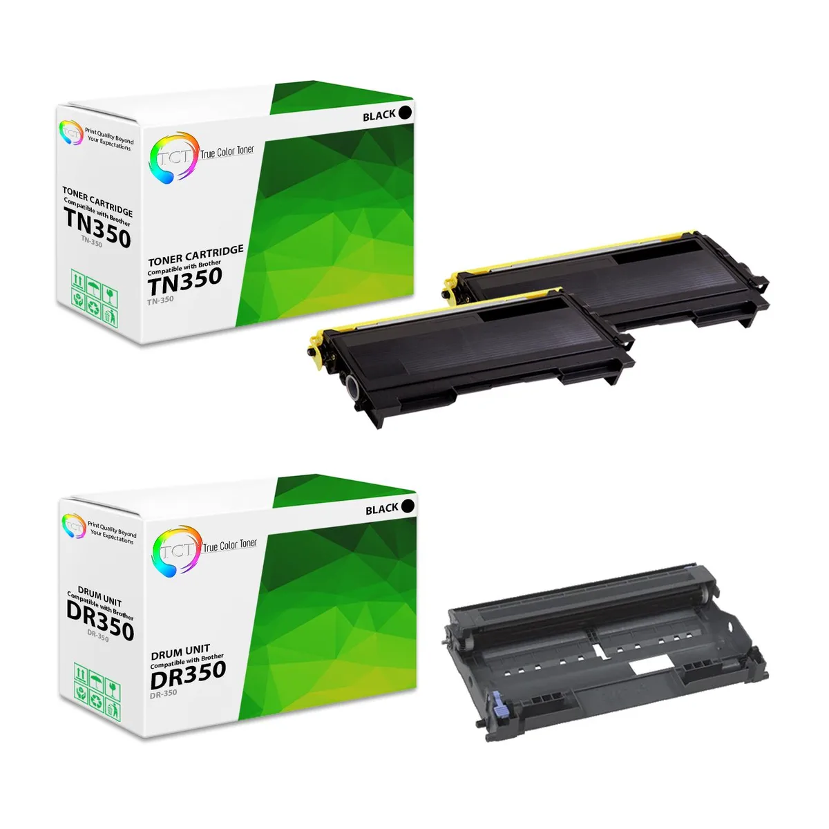 True Color Toner True Color Toner TN-350 DR-350 3 Pack Black Toner Cartridge and Drum Unit — product photo