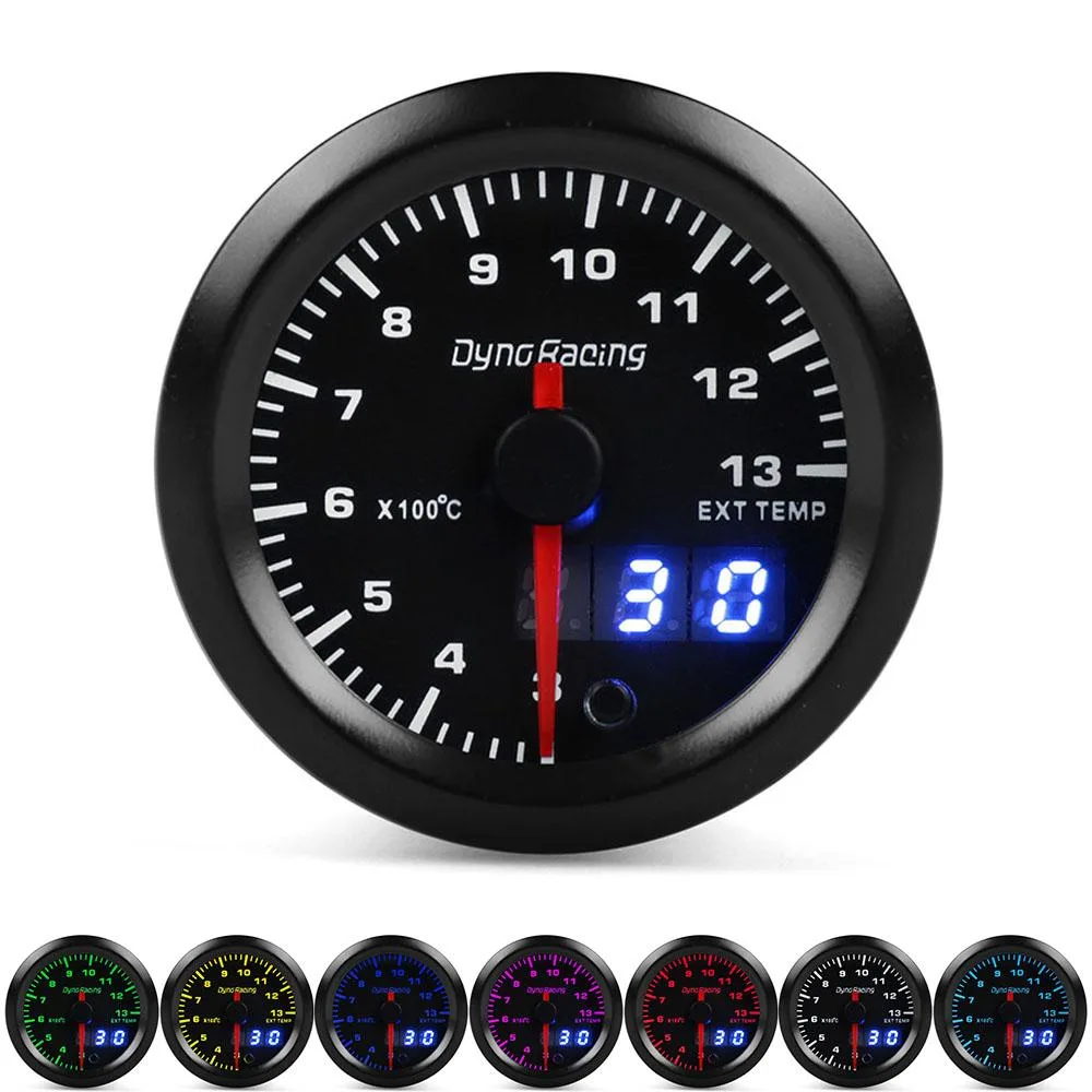 Dyno Racing Dyno Racing 52mm Exhaust Gas Temp Gauge 300-1300 Celsius 7 colors Led Stepper Motor — product photo