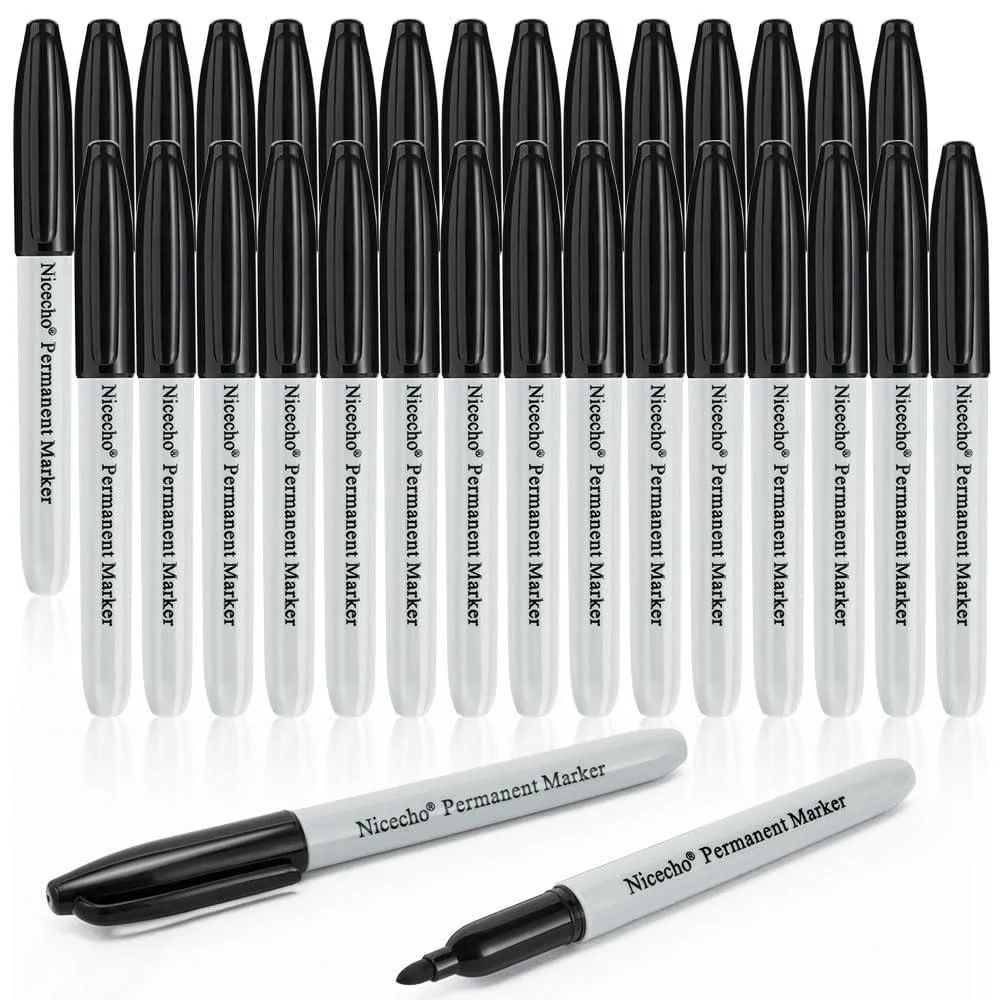 Boxed set of 30 black fine-point permanent markers