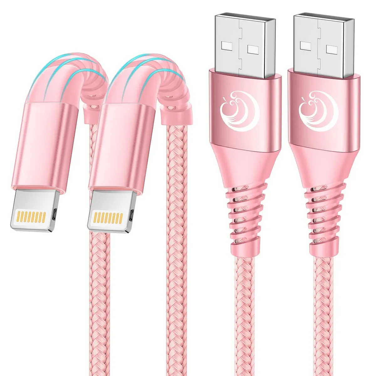 GE USB-A to Lightning Cable 6 ft Pink 2-Pack — product photo