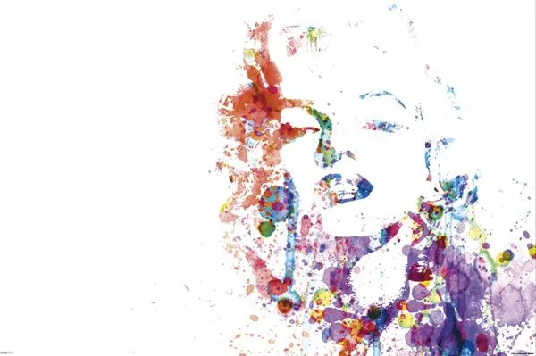 Poster print of Marilyn Monroe with paint splatter effect 34 by 22 inches