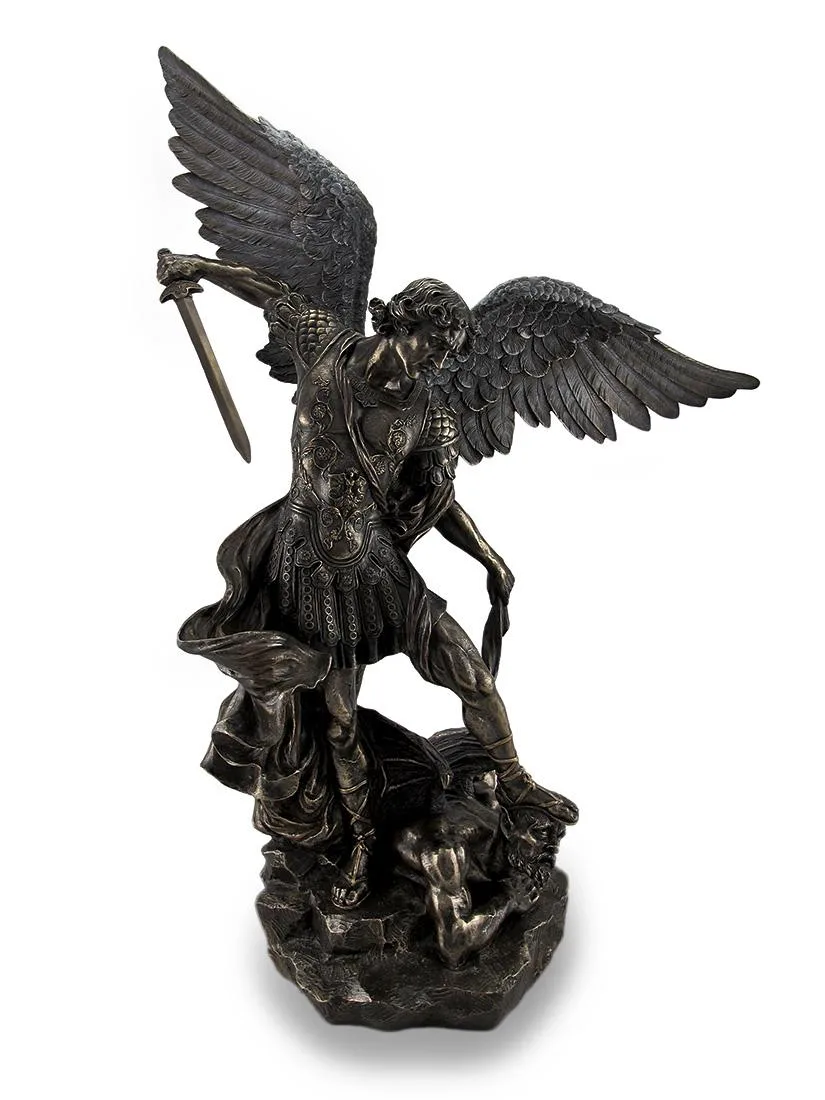 Unicorn Studios Unicorn Studios Saint Michael Archangel Statue 31 Inch Slaying Lucifer Bronze Resin — product photo