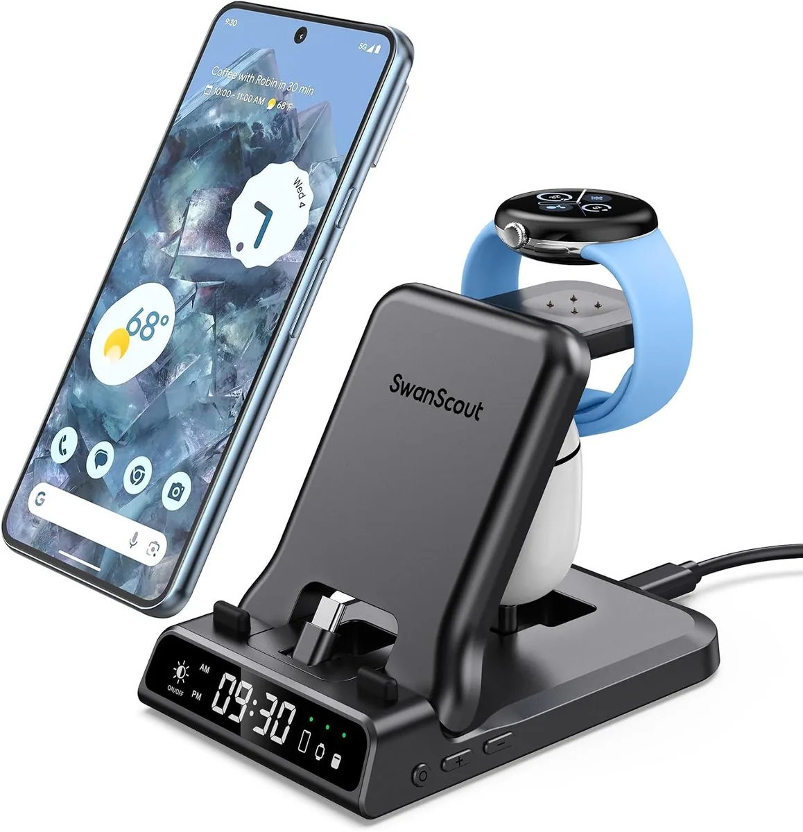 RUOCLRIS RUOCLRIS 3-in-1 Charging Station Pixel Watch 2 25W charger — product photo