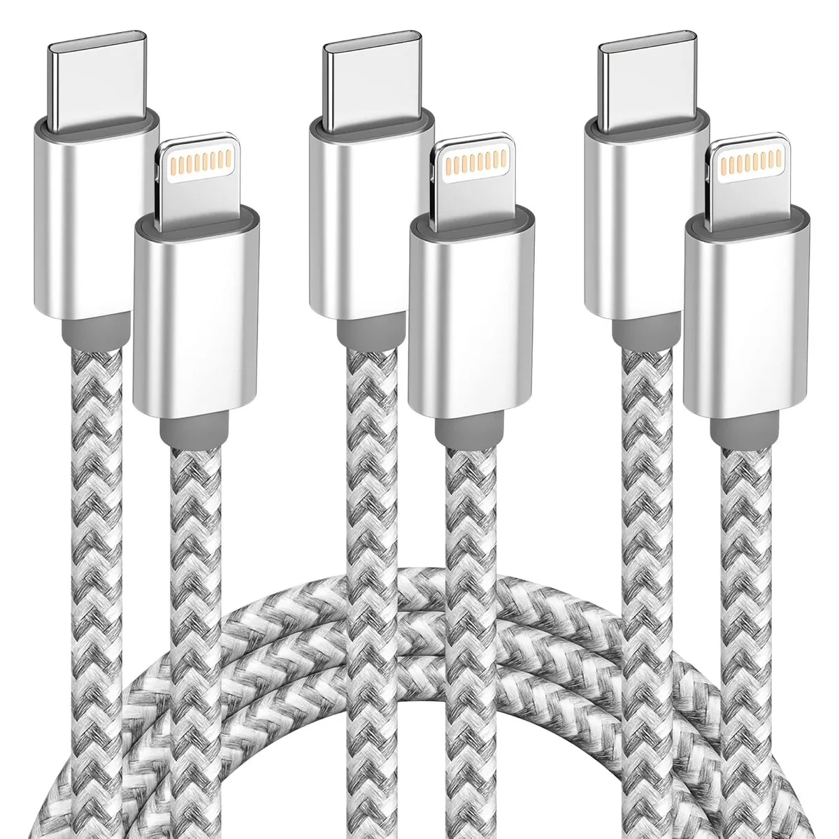 MCHOSE MCHOSE USB-C to Lightning Cable 3-Pack 6 ft MFi Certified Nylon Braided 480 Mbps — product photo