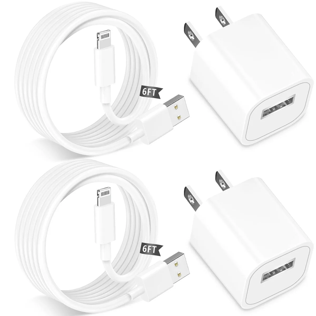MCHOSE MCHOSE Lightning Cable 2 Pack 6FT USB Wall Charger — product photo