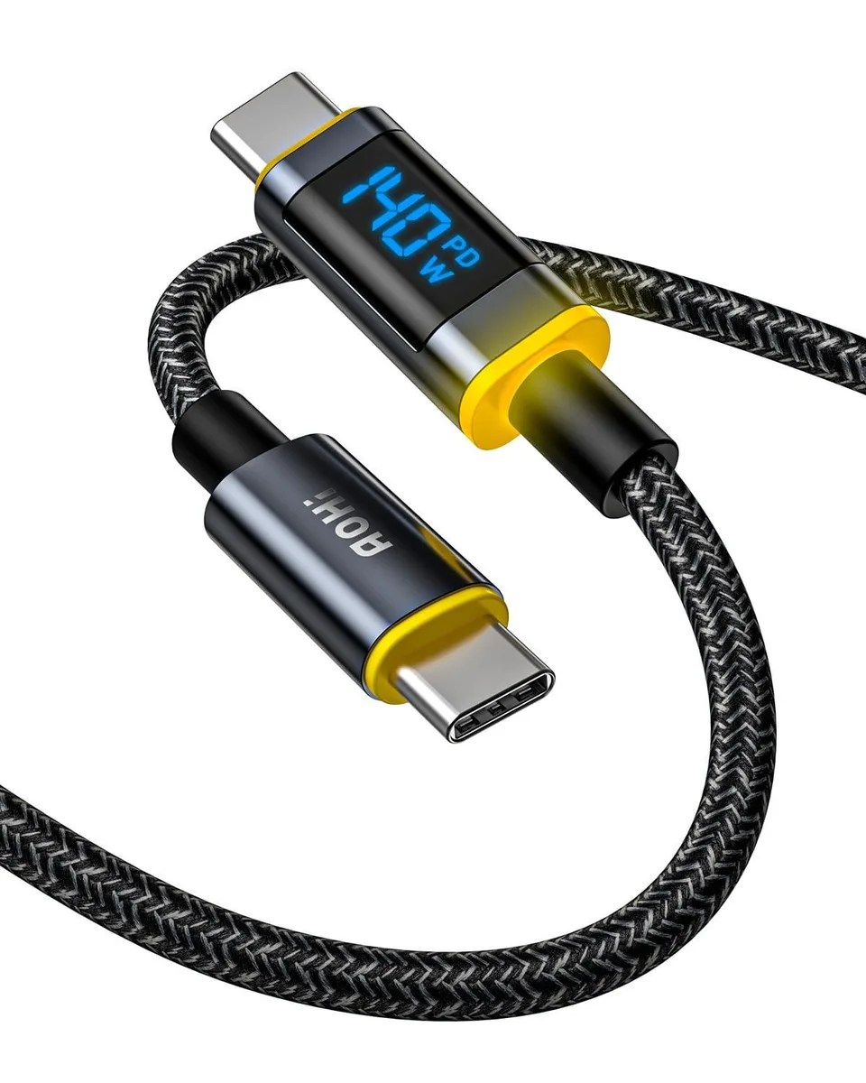 hoegoa hoegoa 140W USB-C to USB-C Cable with Display 4.00 ft — product photo