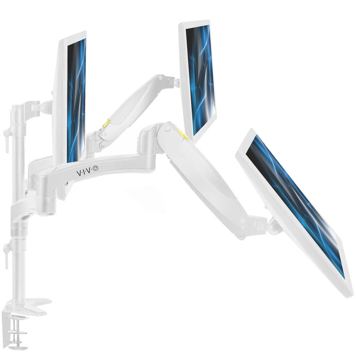 VIVO VIVO White Triple Monitor Mount 2 Pneumatic Arms + 1 Fixed 32" 17.6 lbs — product photo