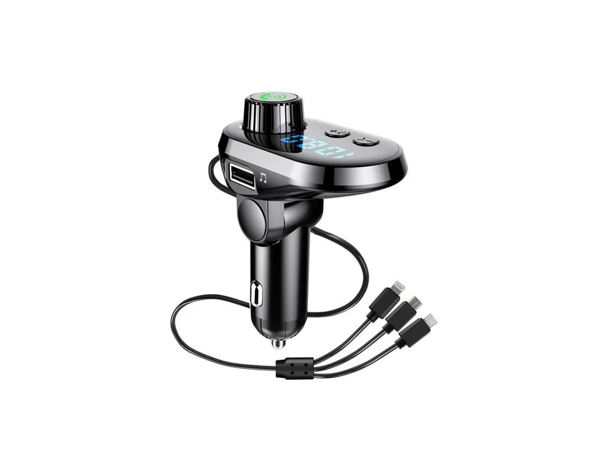 BONAEVER BONAEVER 3.1A Car Charger 3 USB Ports Bluetooth 5.0 FM Transmitter Gold — product photo