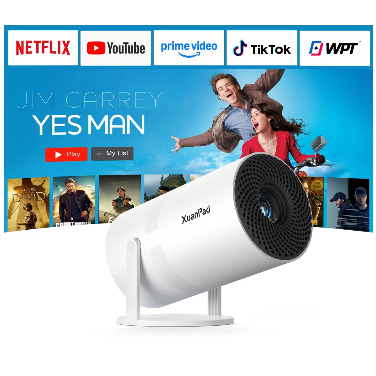  XuanPad X3 Business Projector White 1080p 210° Stand — product photo