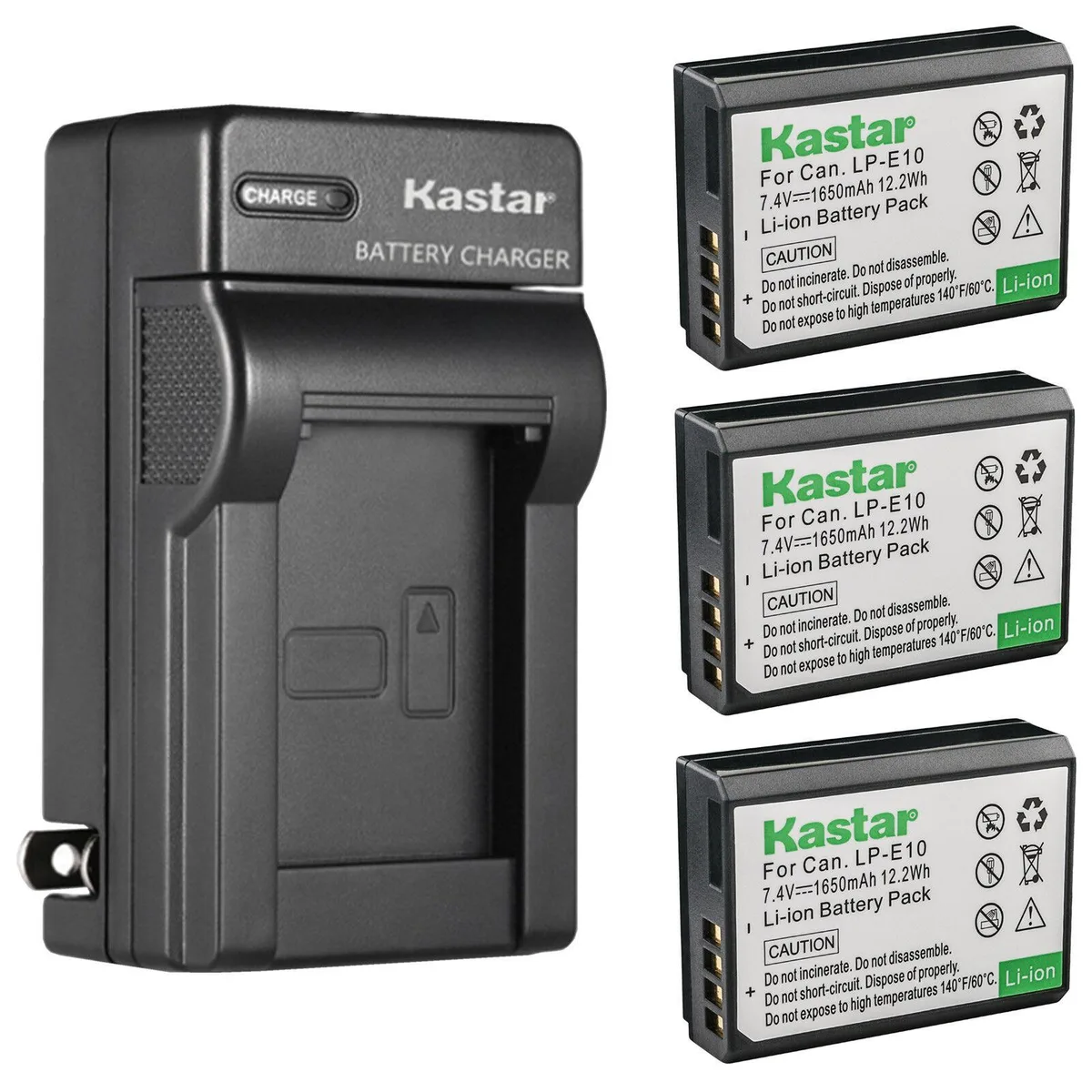 Kastar Kastar LP-E10 3 Battery &amp; AC Charger Pack 1650mAh — product photo