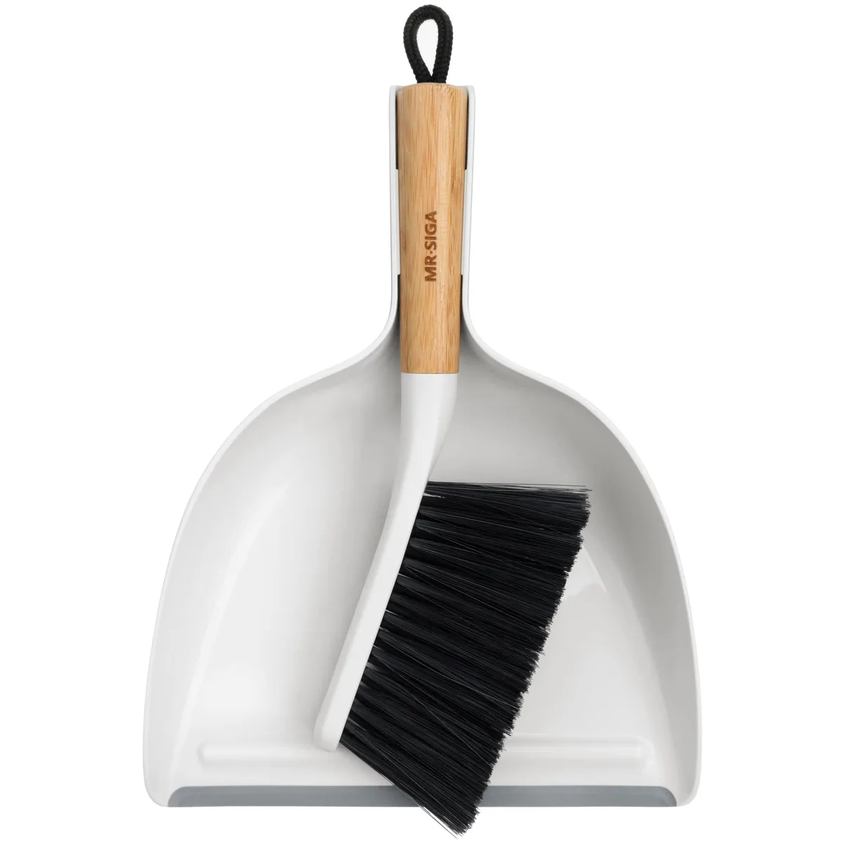  MR.SIGA Dustpan and Brush Set Bamboo Handle White — product photo