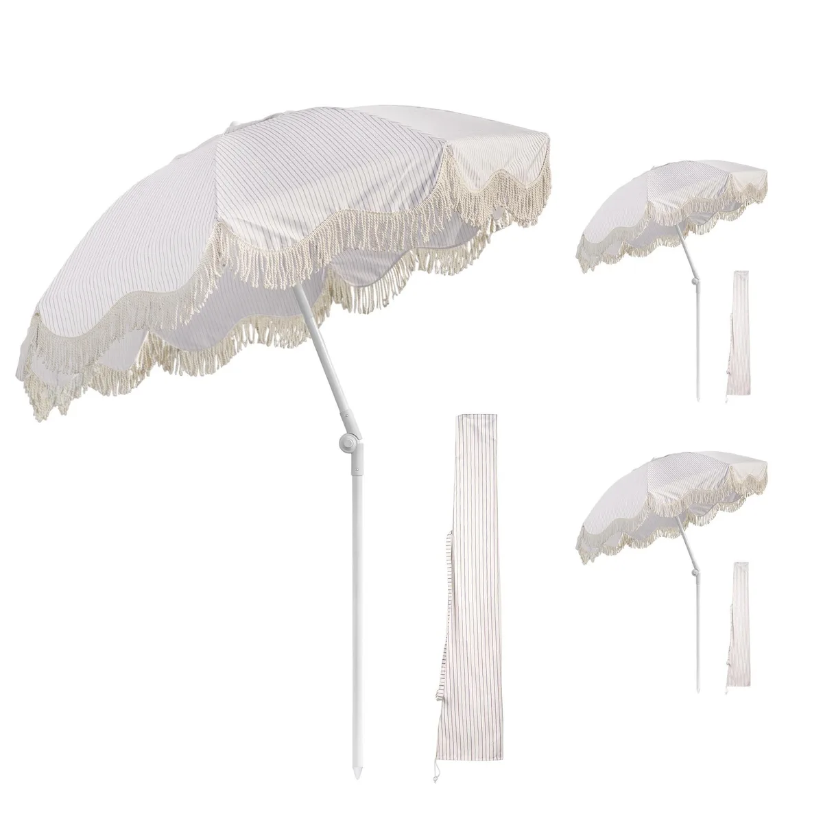 Yescom USA, Inc. Yescom USA, Inc. 07UMB060-F6-07SX3 3-pack 6 ft fringe patio umbrella Purple Stripe — product photo