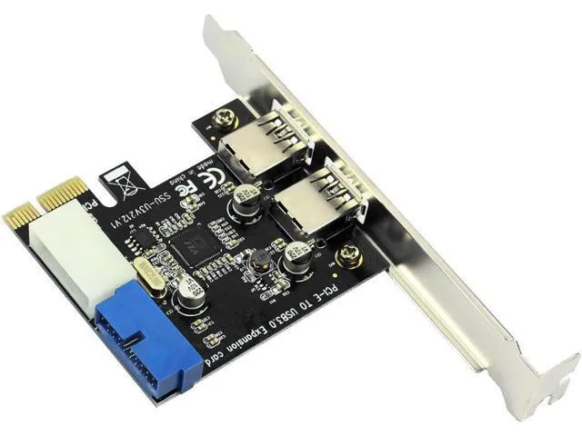 Manw Manw USB 3.0 PCI-E Expansion Card 2 Port Hub 19pin Header 4pin IDE Power — product photo