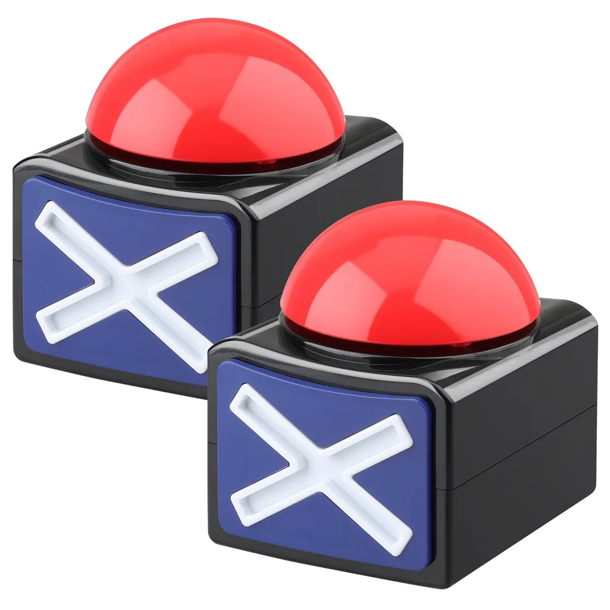 2 Pack Game Buzzers with Lights &amp; Sound Black Red LED 3-Second Alarm — product photo