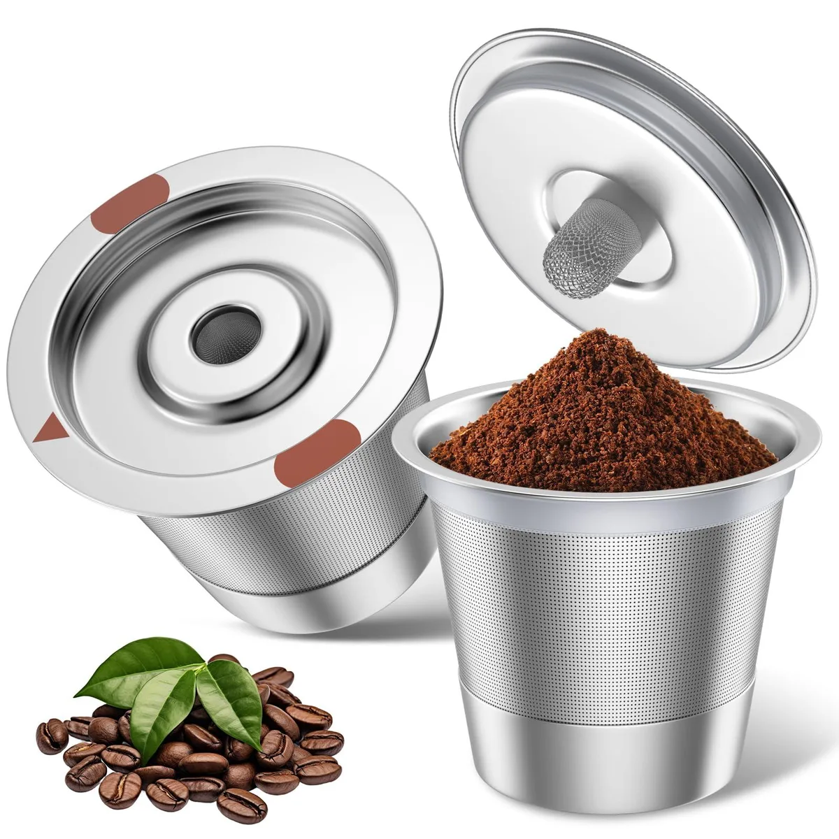  GREATCHI KCUP-21A 2-pack stainless steel refillable pod machine — product photo
