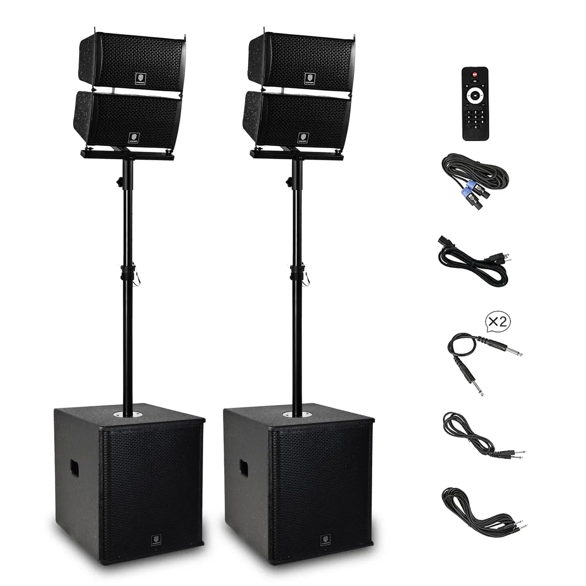 PRORECK PRORECK 6000W 15-inch Powered PA System with 4 Line Array Speakers and Two Subwoofers — product photo
