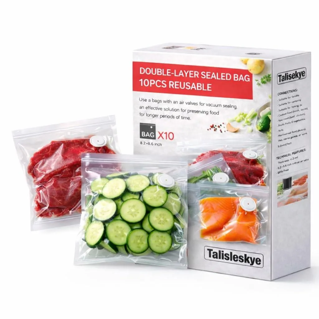  talisleskye Vacuum Food Storage Bags 10pcs Small 8.3 x 8.7 in — product photo
