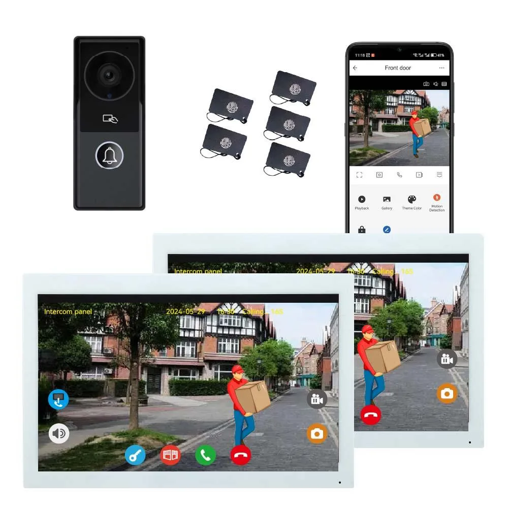 visiPower visiPower 2-pin Wired 2MP 10" WiFi Monitor Video Doorbell Intercom System 1x Doorbell 2x Monitor Home Safety — product photo