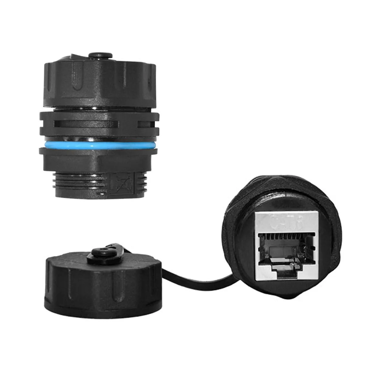 Vszerda Vszerda Panel Mounting Waterproof RJ45 Coupler Shielded Cat6 IP68 2 Pack — product photo
