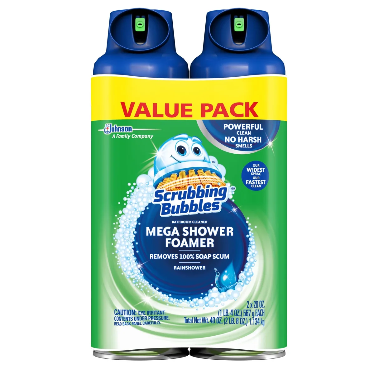 Metra 306384 Mega Bathroom and Shower Foamer Aerosol Rainshower Scent 20oz Pack of 2 cleaner — product photo