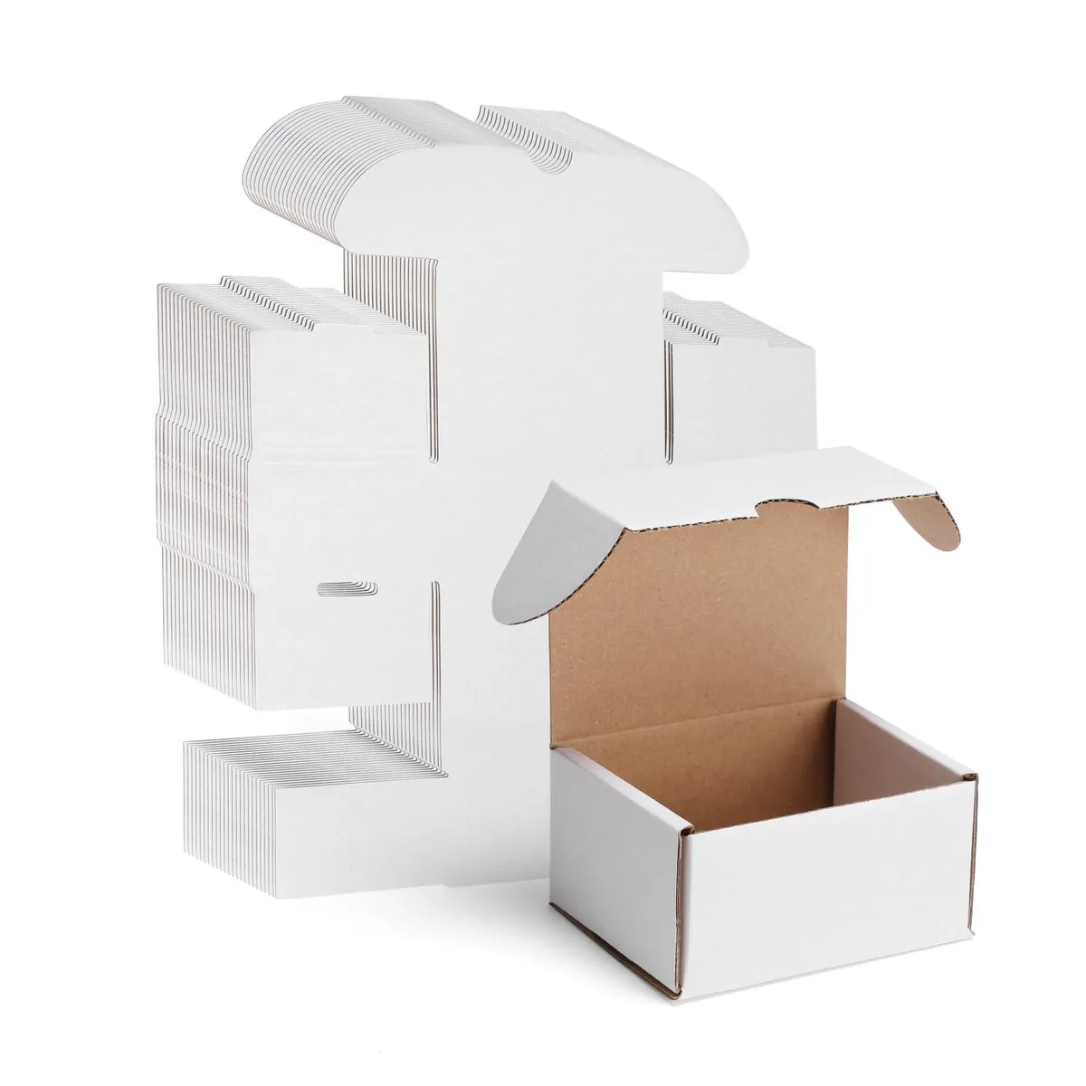  WIFTREY 50 Pack White Corrugated Shipping Boxes 4x3x2 inches — product photo