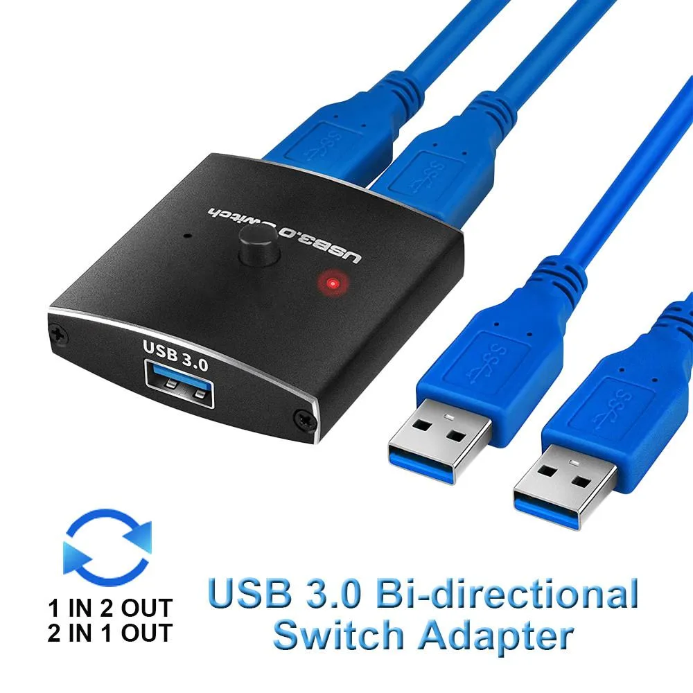 Jansicotek Jansicotek OZU3 Bi-Directional USB 3.0 Switch 5Gbps 2-in-1/1-in-2 Black — product photo